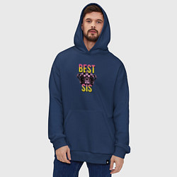 Толстовка-худи оверсайз Best sis, цвет: тёмно-синий — фото 2