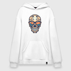 Толстовка-худи оверсайз Summer skull, цвет: белый