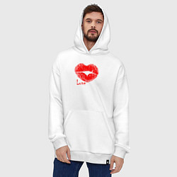 Толстовка-худи оверсайз Lips love, цвет: белый — фото 2