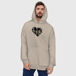 Толстовка-худи оверсайз Сердце текстура, цвет: миндальный — фото 2