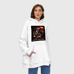 Толстовка-худи оверсайз Мем мопс в шапочке: хамить мне плохая примета, цвет: белый — фото 2