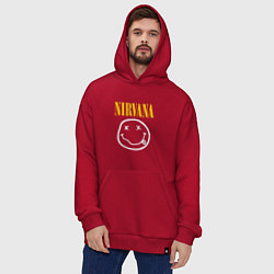 Толстовка-худи оверсайз Nirvana original, цвет: красный — фото 2