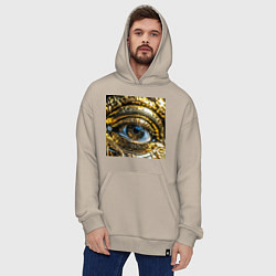 Толстовка-худи оверсайз Глаз металлический желтого цвета в стиле стимпанк, цвет: миндальный — фото 2