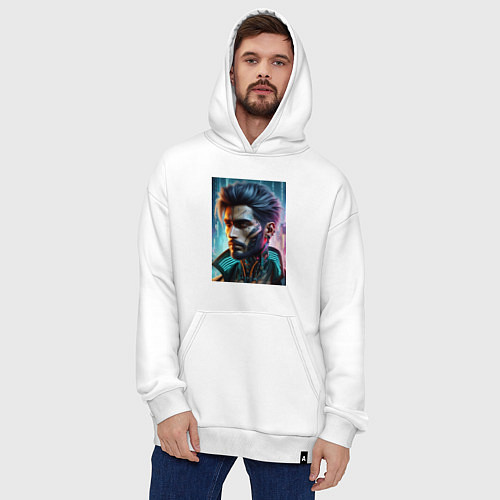 Худи оверсайз Cyber dude - ai art / Белый – фото 4