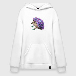 Толстовка-худи оверсайз Сиреневый ежик, цвет: белый