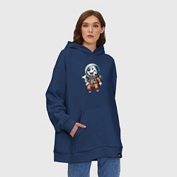Толстовка-худи оверсайз Dalmatian cosmonaut puppy with a bone, цвет: тёмно-синий — фото 2