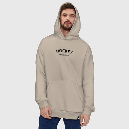 Худи оверсайз Hockey never alone - motto / Миндальный – фото 4