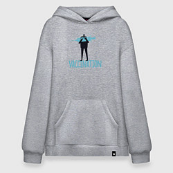 Толстовка-худи оверсайз Вакцинация, цвет: меланж