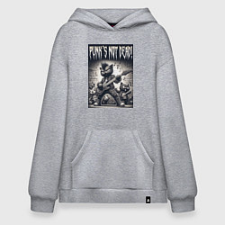 Толстовка-худи оверсайз Black kitten - punks not dead, цвет: меланж