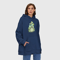 Толстовка-худи оверсайз Green Totoro, цвет: тёмно-синий — фото 2
