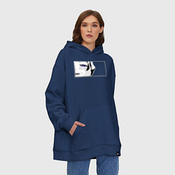 Толстовка-худи оверсайз Взгляд Мао Мао, цвет: тёмно-синий — фото 2