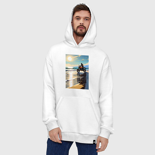Худи оверсайз On the beach / Белый – фото 4