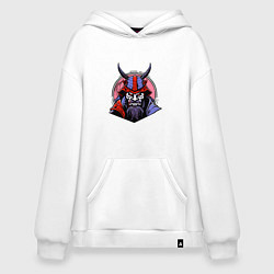 Толстовка-худи оверсайз Samurai evil face, цвет: белый