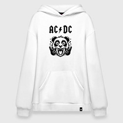 Толстовка-худи оверсайз AC DC - rock panda, цвет: белый