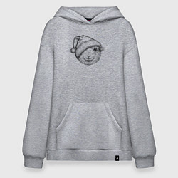 Толстовка-худи оверсайз Новогодняя овечка, цвет: меланж