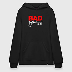 Толстовка-худи оверсайз Bad boy - with gun, цвет: черный