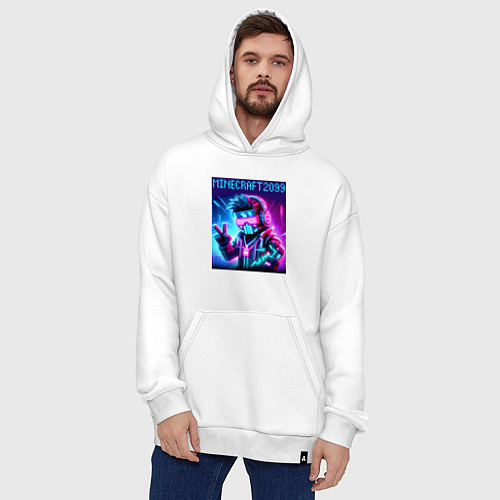 Худи оверсайз Minecraft 2099 - ai art fantasy / Белый – фото 4