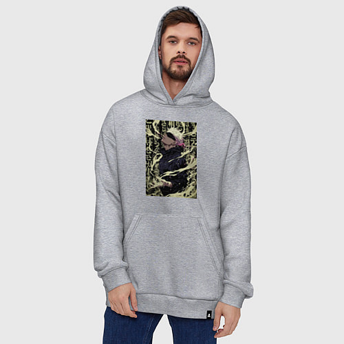 Худи оверсайз Магическая битва Сатору Годзё / Меланж – фото 4