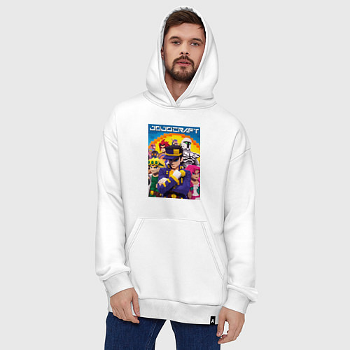 Худи оверсайз Minecraft and Jojo collaboration - ai art / Белый – фото 4