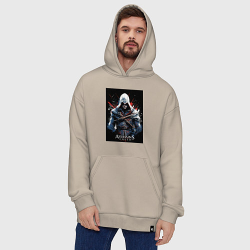 Худи оверсайз Assassins creed огненный фон / Миндальный – фото 4