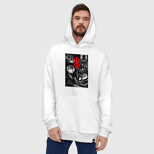 Худи оверсайз Гатс Чёрный мечник коллаж / Белый – фото 4