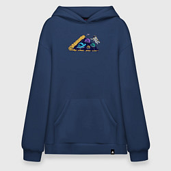 Толстовка-худи оверсайз Пицца и космос, цвет: тёмно-синий