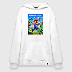 Толстовка-худи оверсайз Mario in Minecraft - ai art collaboration, цвет: белый