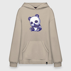 Толстовка-худи оверсайз Смеющаяся панда, цвет: миндальный