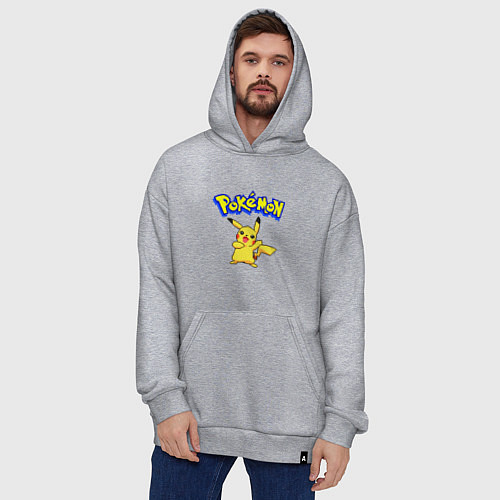 Худи оверсайз Pikachu 8-bit pixels / Меланж – фото 4
