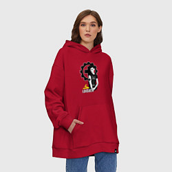 Толстовка-худи оверсайз Laibach - A girl with tshirt, цвет: красный — фото 2