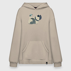 Толстовка-худи оверсайз Милые друзья, цвет: миндальный