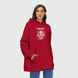 Толстовка-худи оверсайз Twenty One Pilots rock panda, цвет: красный — фото 2