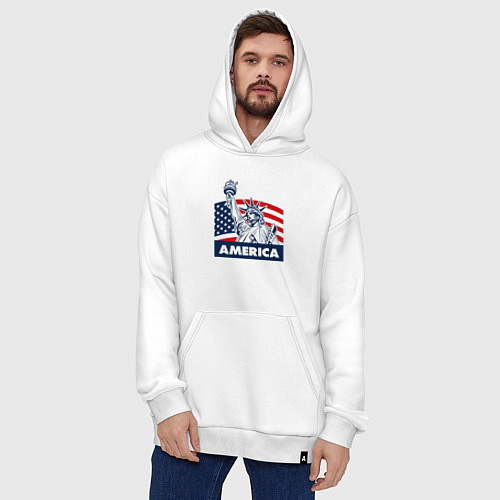 Худи оверсайз Free America / Белый – фото 4