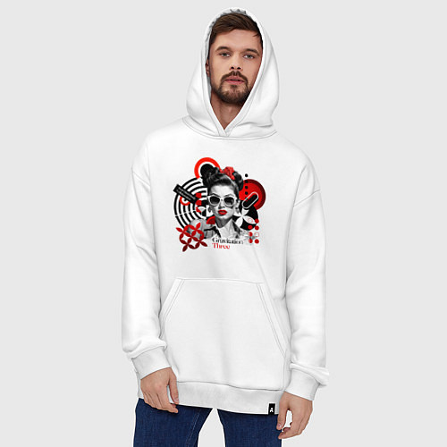 Худи оверсайз Gravitation Three pop art girl / Белый – фото 4