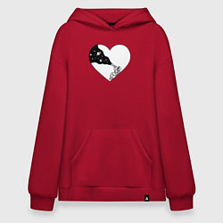 Толстовка-худи оверсайз Любовь к космосу, цвет: красный