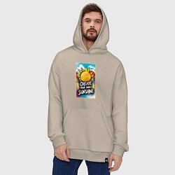 Толстовка-худи оверсайз Create your own sunshine, цвет: миндальный — фото 2