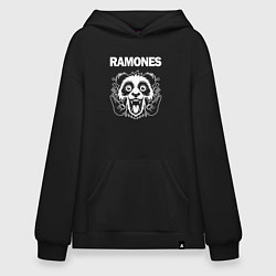 Толстовка-худи оверсайз Ramones rock panda, цвет: черный