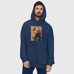 Толстовка-худи оверсайз Тандзиро Камадо Арт, цвет: тёмно-синий — фото 2