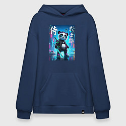 Толстовка-худи оверсайз Panda samurai - bushido ai art, цвет: тёмно-синий