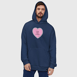 Толстовка-худи оверсайз Cute but psycho pink heart, цвет: тёмно-синий — фото 2