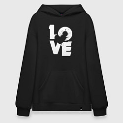 Толстовка-худи оверсайз Love heart, цвет: черный