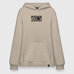 Толстовка-худи оверсайз В начале был звук, цвет: миндальный