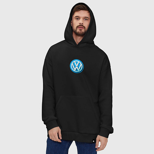 Худи оверсайз Volkswagen logo blue / Черный – фото 4