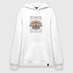 Толстовка-худи оверсайз Мир в голове, цвет: белый