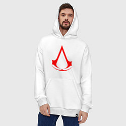 Толстовка-худи оверсайз Red logo of assassins, цвет: белый — фото 2