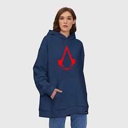 Толстовка-худи оверсайз Red logo of assassins, цвет: тёмно-синий — фото 2