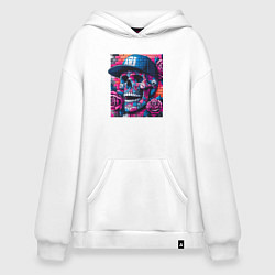 Худи оверсайз Череп в бейсболке - граффити