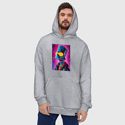 Толстовка-худи оверсайз Cyber Bart Simpson - neon glow ai art, цвет: меланж — фото 2