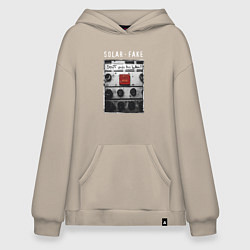 Толстовка-худи оверсайз Solar Fake - Dont push the button, цвет: миндальный