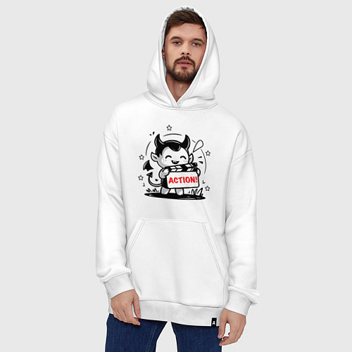 Худи оверсайз Чертик с кинохлопушкой / Белый – фото 4